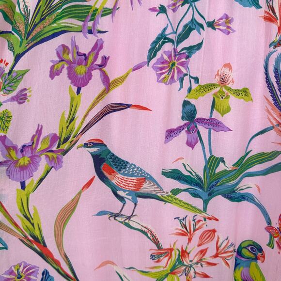 Banjanan 100% Silk Marina Dress Chiffon Maxi Dress Floral V-Neck Ruffle Tiered - Picture 7 of 15